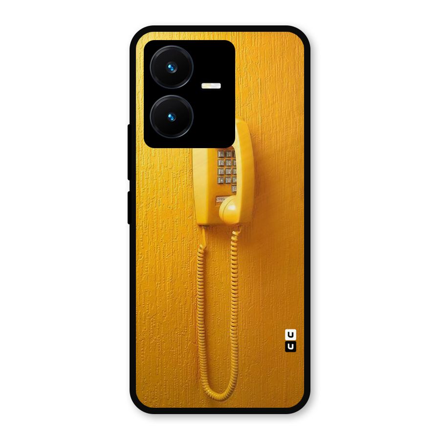 Aesthetic Yellow Telephone Metal Back Case for Vivo Y22