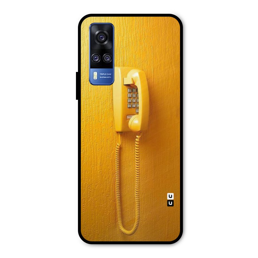 Aesthetic Yellow Telephone Metal Back Case for Vivo Y31