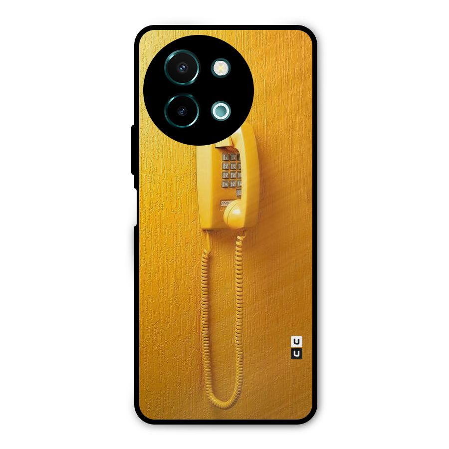 Aesthetic Yellow Telephone Metal Back Case for Vivo Y58