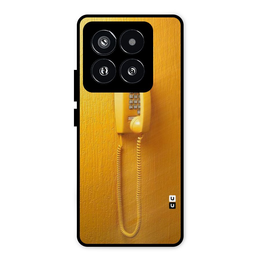Aesthetic Yellow Telephone Metal Back Case for Xiaomi 14 Pro