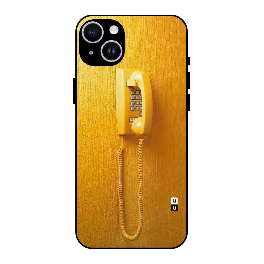 Aesthetic Yellow Telephone Metal Back Case for iPhone 14 Plus