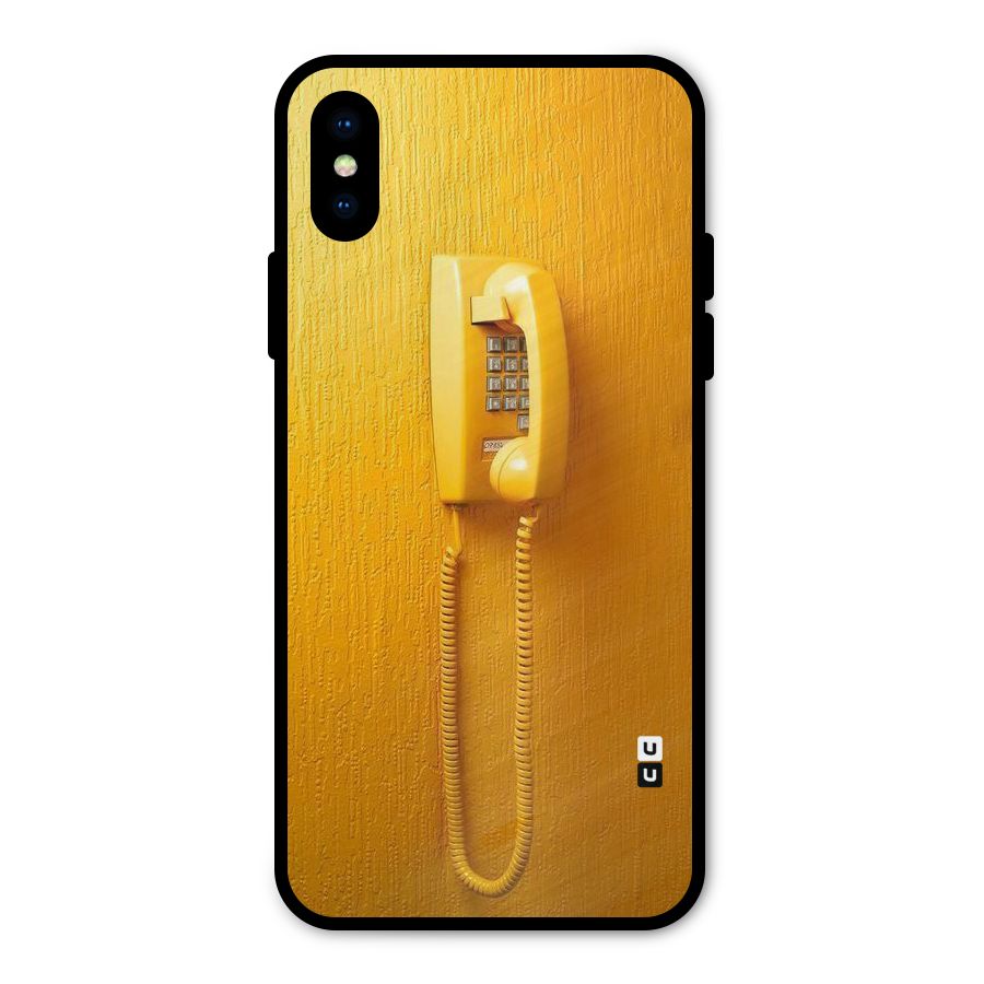 Aesthetic Yellow Telephone Metal Back Case for iPhone X