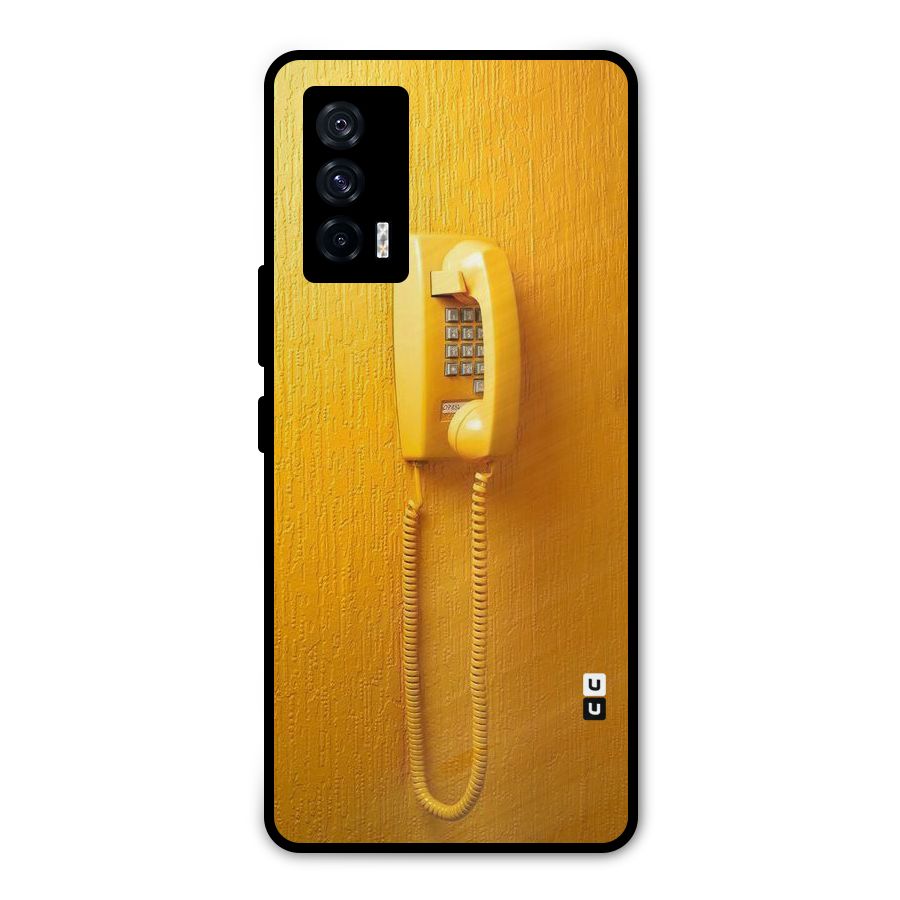 Aesthetic Yellow Telephone Metal Back Case for iQOO 7 5G