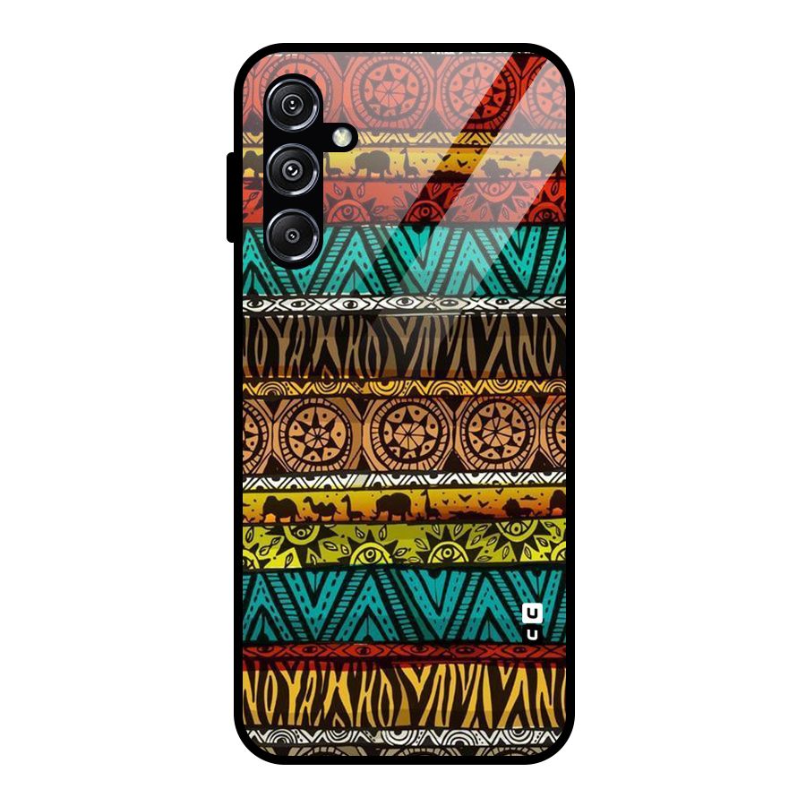 African Design Pattern Glass Back Case for Galaxy M34 5G