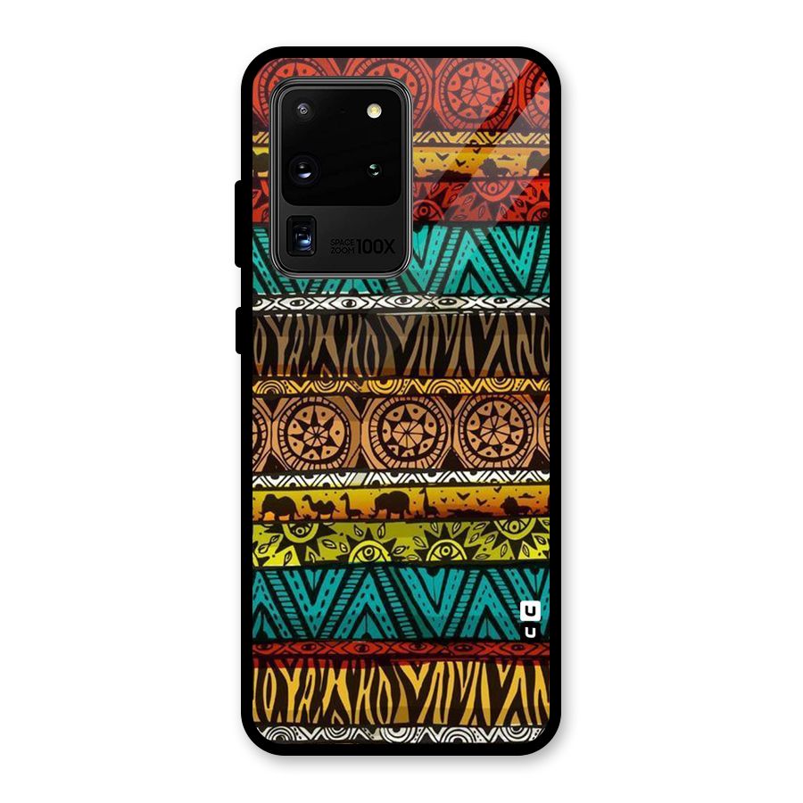 African Design Pattern Glass Back Case for Galaxy S20 Ultra
