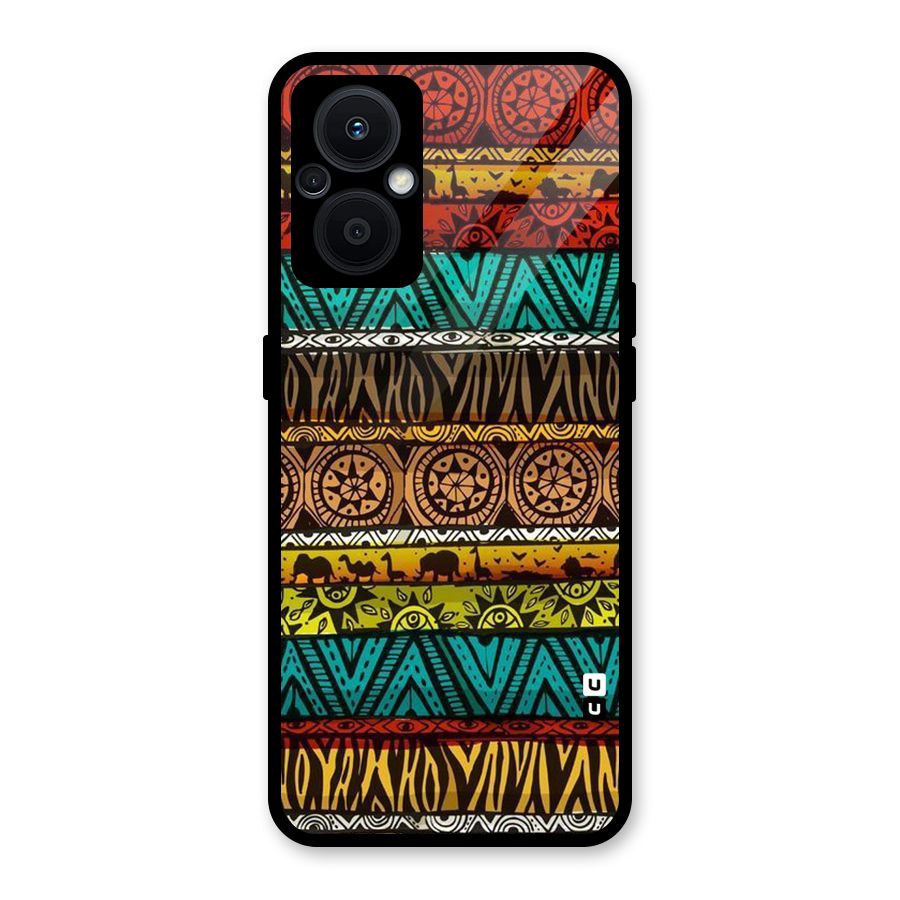 African Design Pattern Glass Back Case for Oppo F21s Pro 5G
