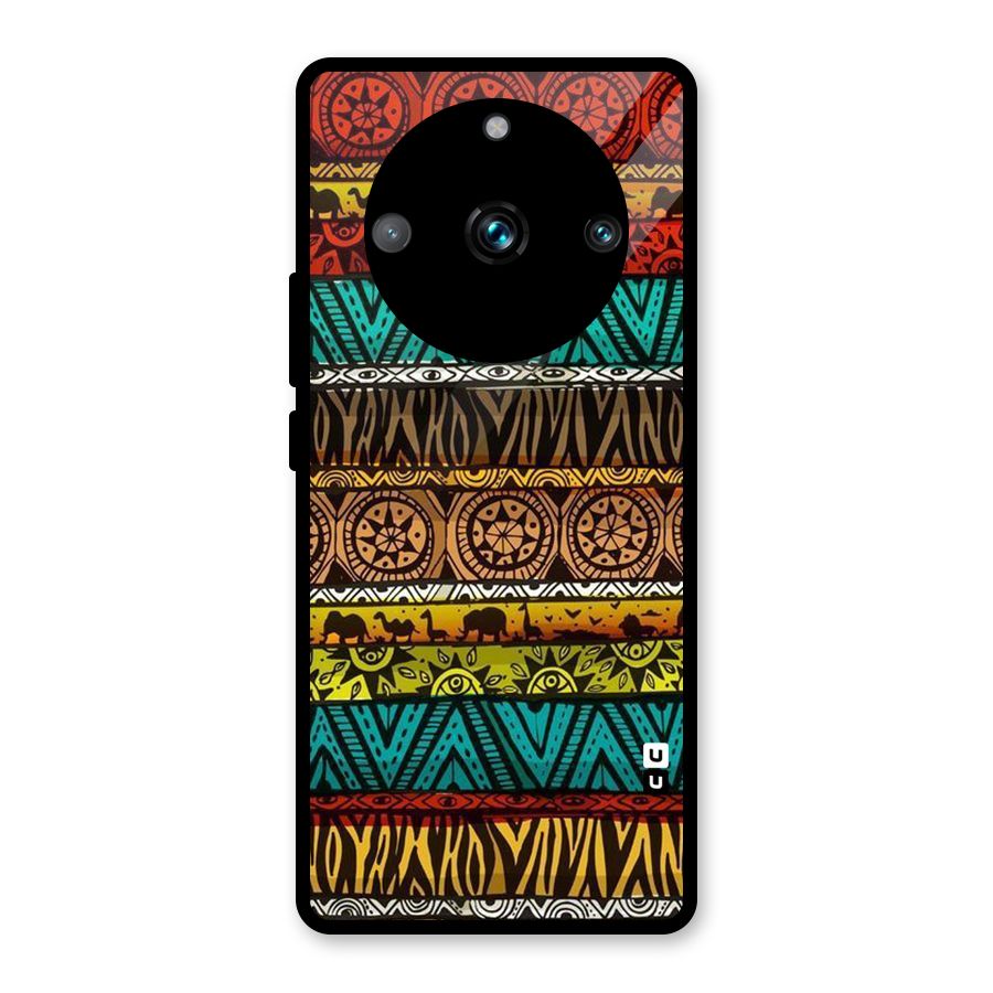 African Design Pattern Glass Back Case for Realme 11 Pro