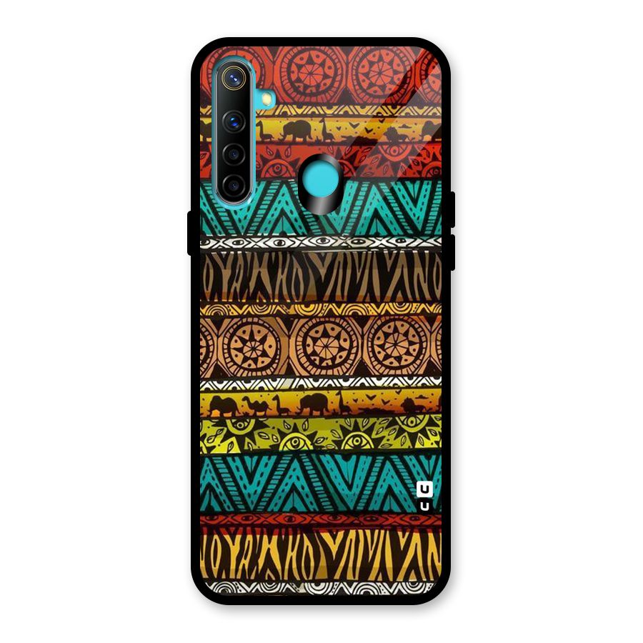 African Design Pattern Glass Back Case for Realme 5