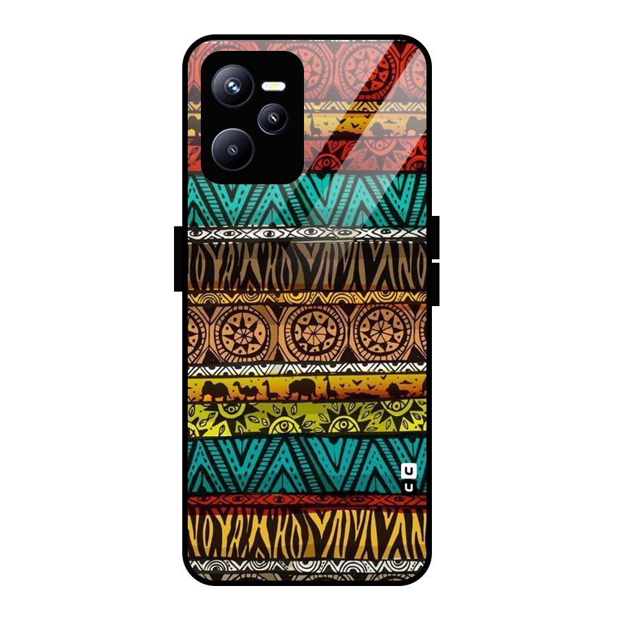 African Design Pattern Glass Back Case for Realme C35