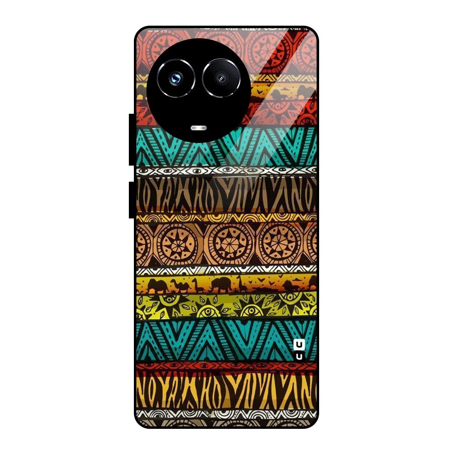 African Design Pattern Glass Back Case for Realme Narzo 60X