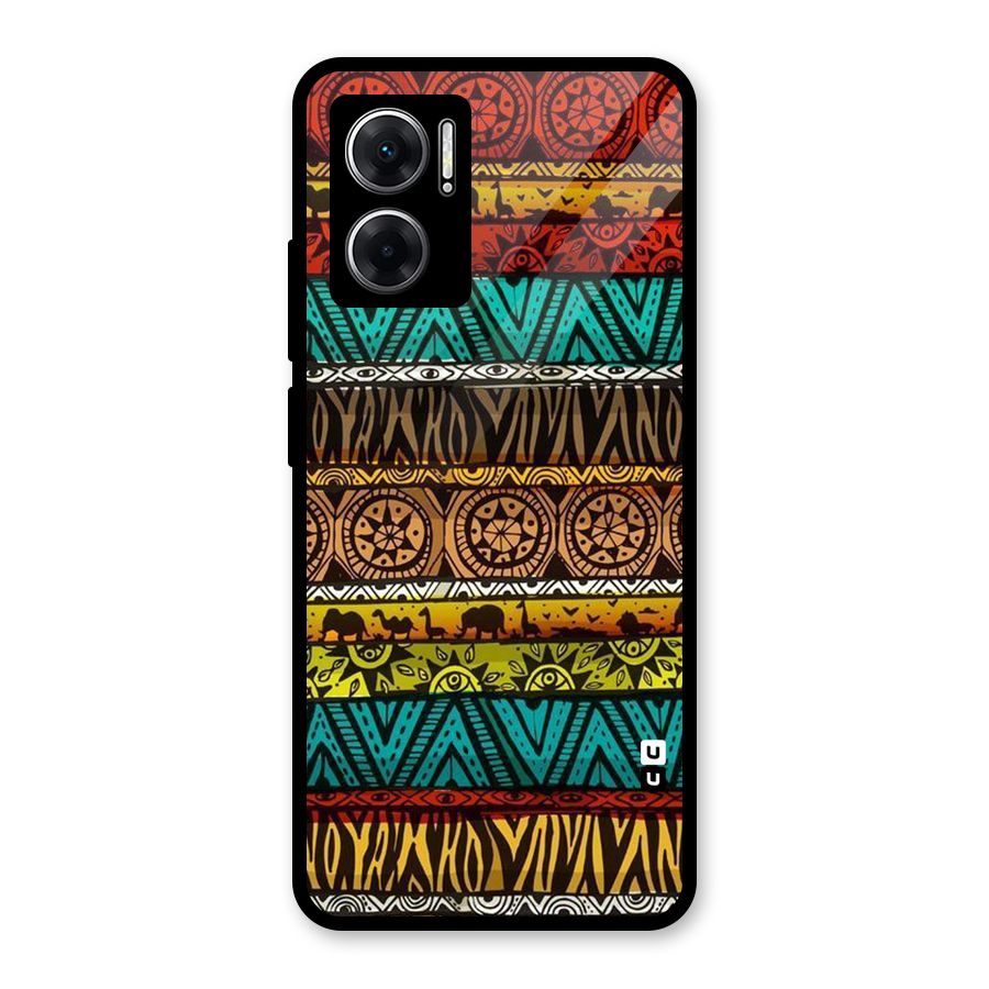 African Design Pattern Glass Back Case for Redmi 11 Prime 5G