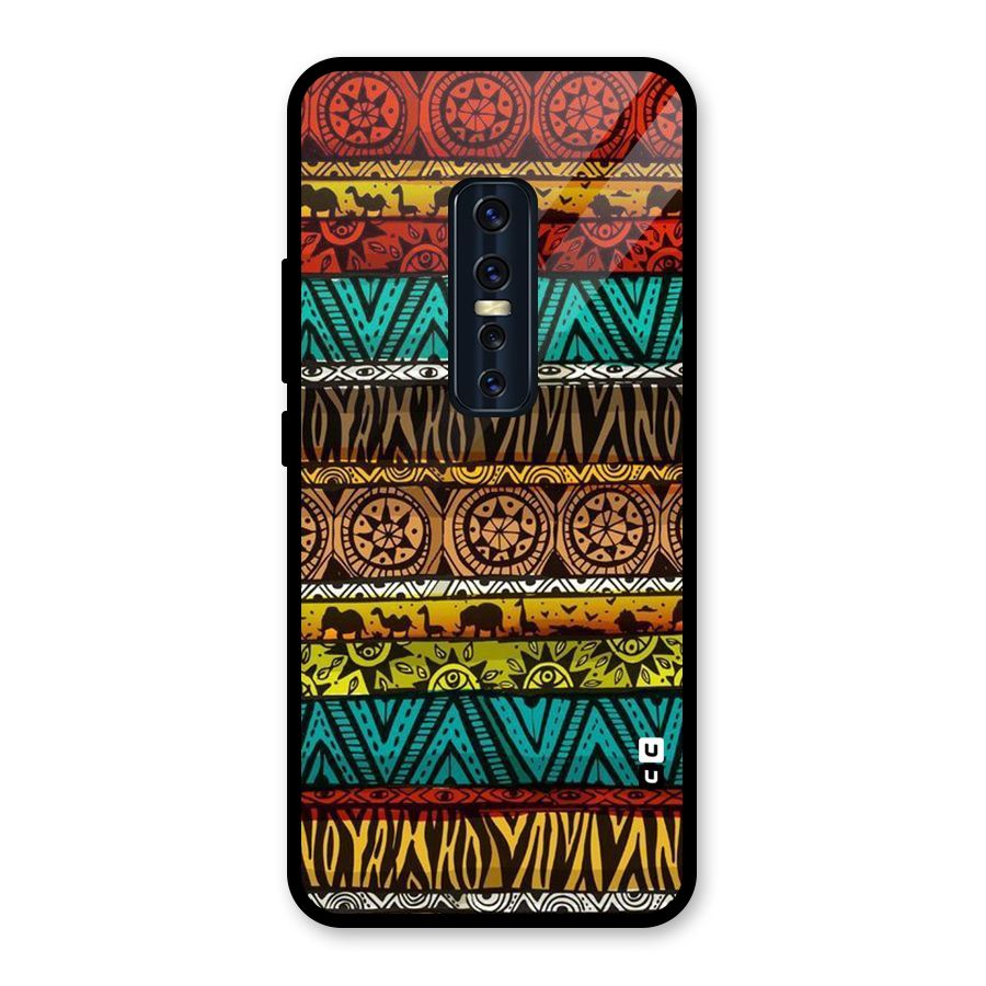 African Design Pattern Glass Back Case for Vivo V17 Pro