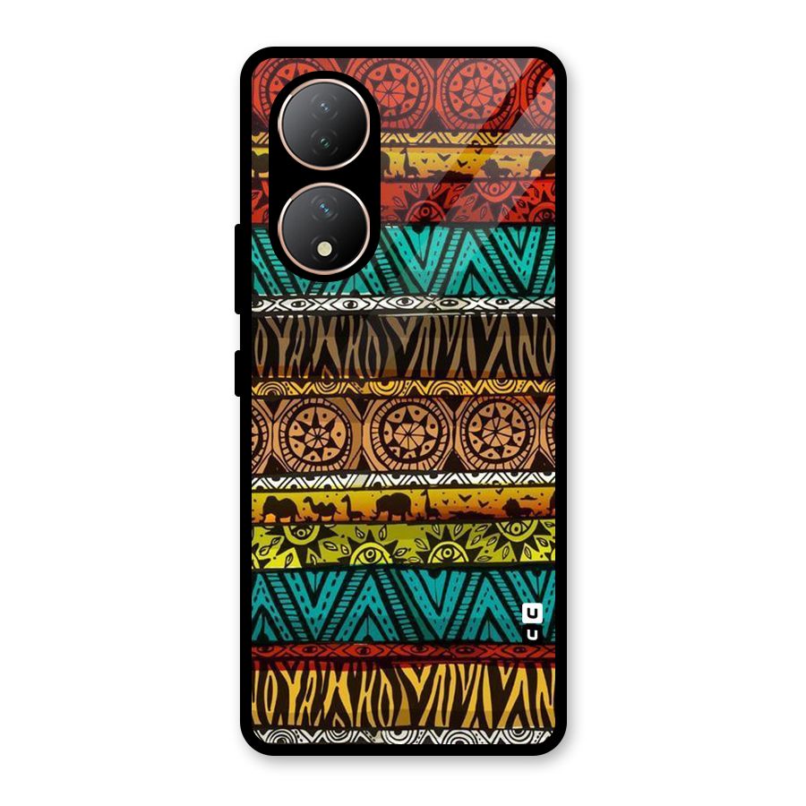 African Design Pattern Glass Back Case for Vivo Y100A