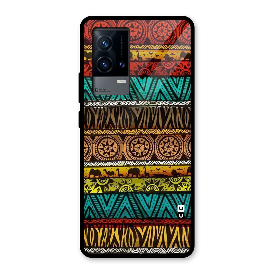 African Design Pattern Glass Back Case for iQOO 9 5G