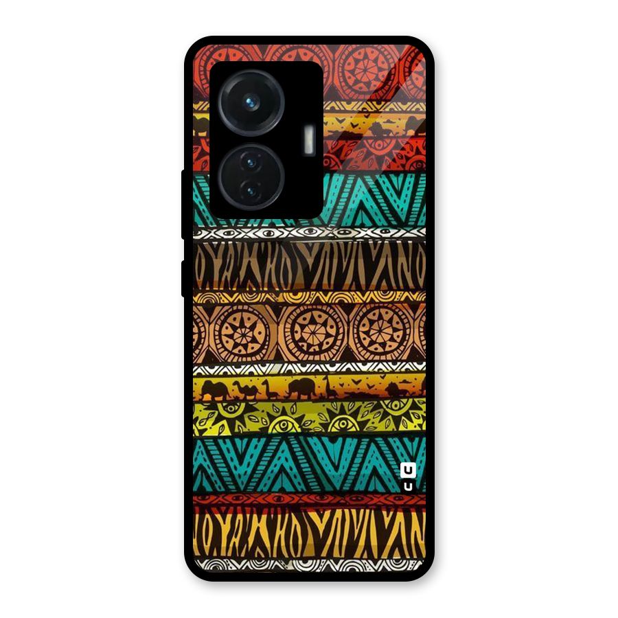 African Design Pattern Glass Back Case for iQOO Z6 44W