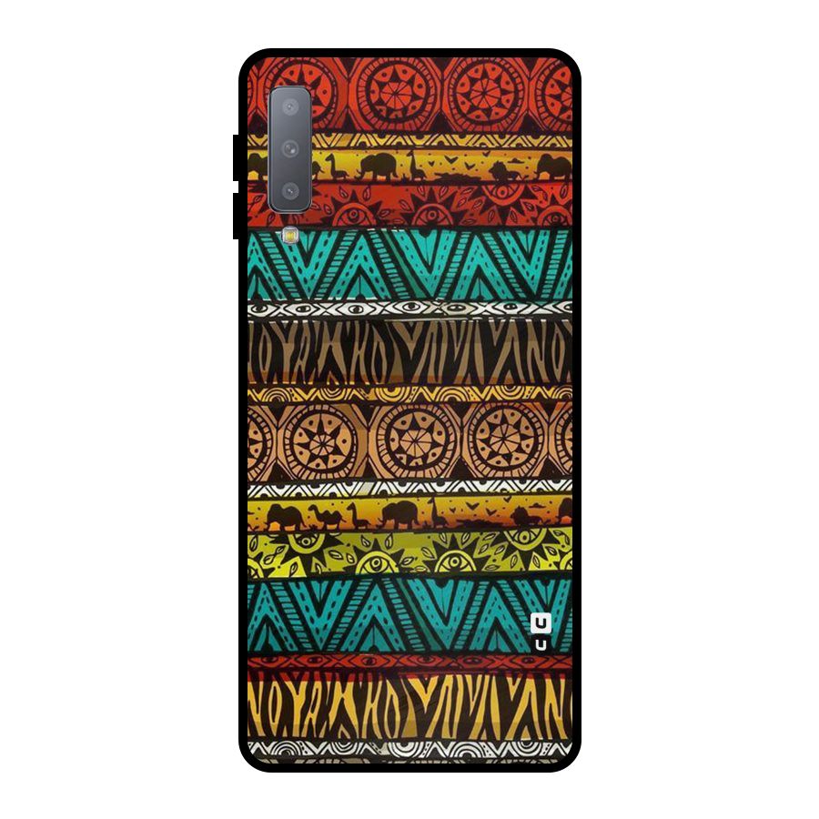 African Design Pattern Metal Back Case for Galaxy A7 (2018)
