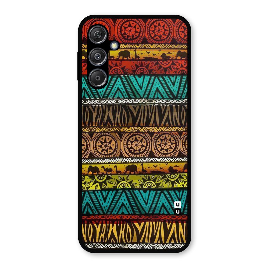 African Design Pattern Metal Back Case for Galaxy M34 5G
