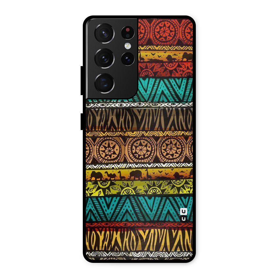 African Design Pattern Metal Back Case for Galaxy S21 Ultra 5G