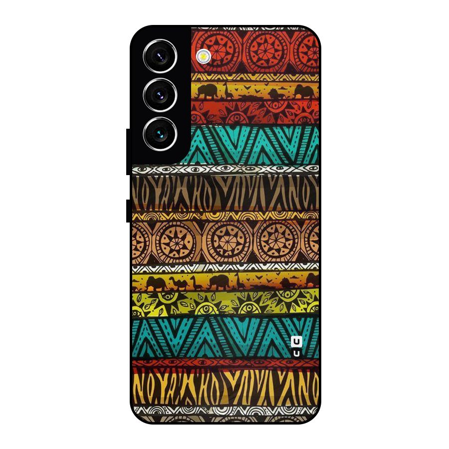 African Design Pattern Metal Back Case for Galaxy S22 5G