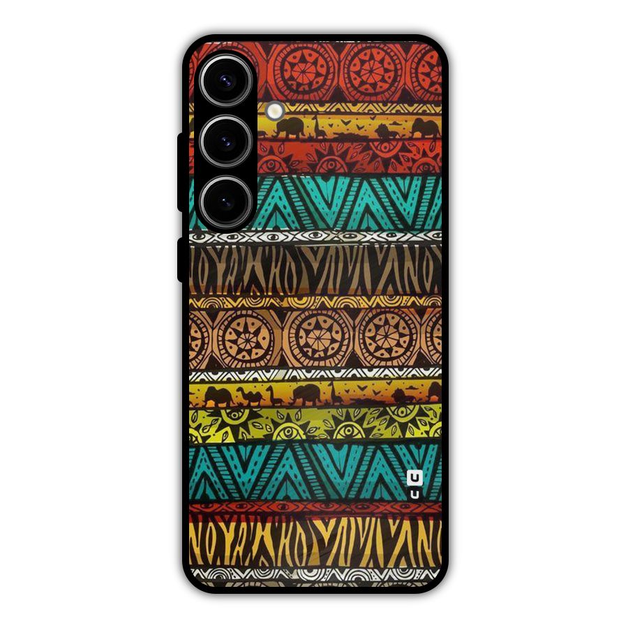 African Design Pattern Metal Back Case for Galaxy S24 Plus