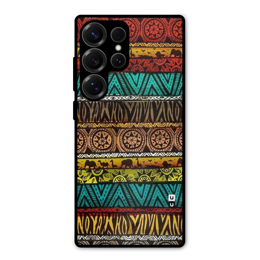 African Design Pattern Metal Back Case for Galaxy S25 Ultra