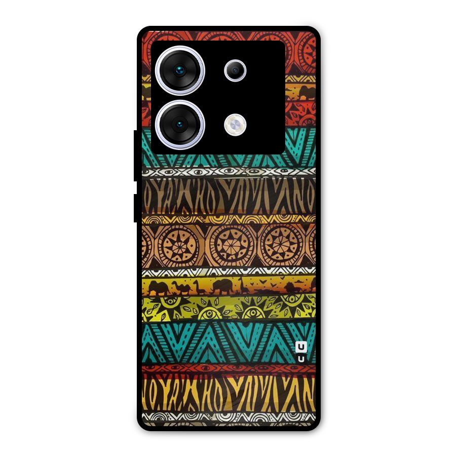 African Design Pattern Metal Back Case for Infinix Zero 30 5G