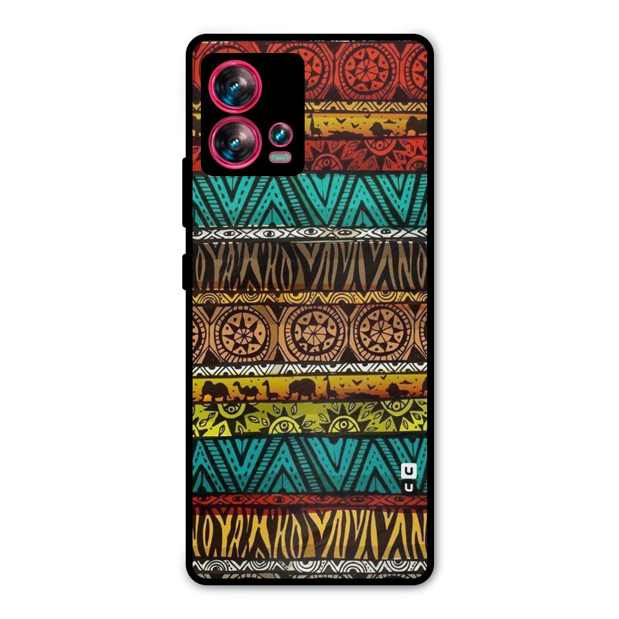 African Design Pattern Metal Back Case for Motorola Edge 30 Fusion