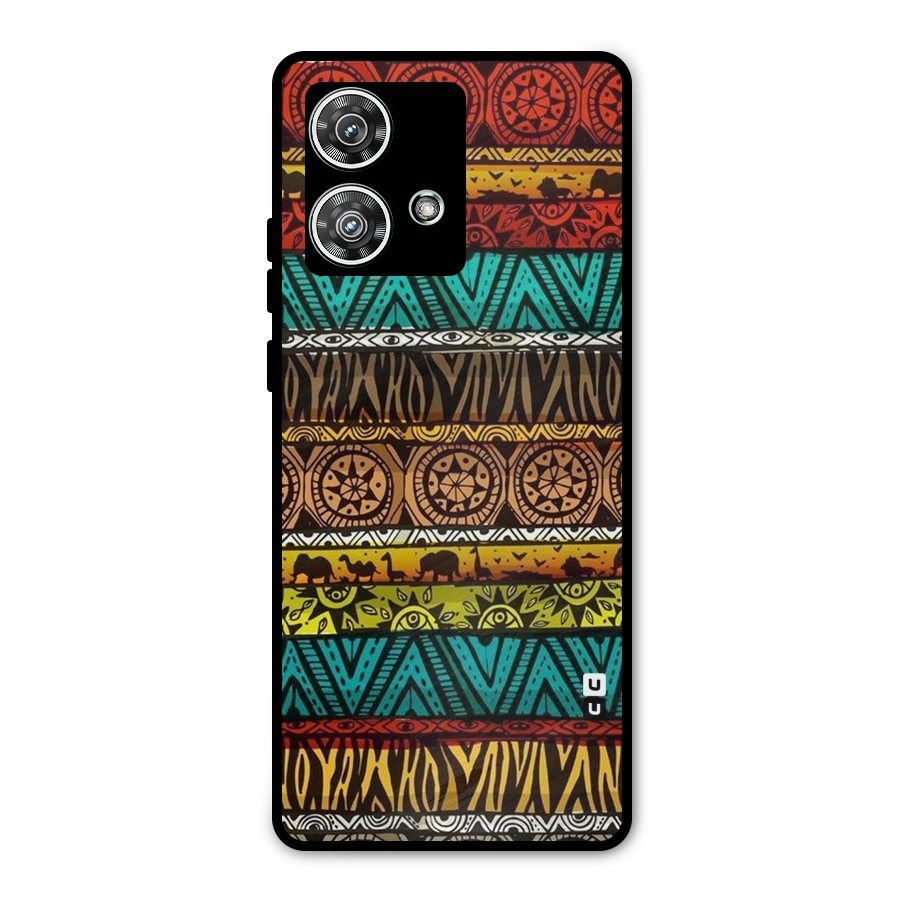 African Design Pattern Metal Back Case for Motorola Edge 40 Neo