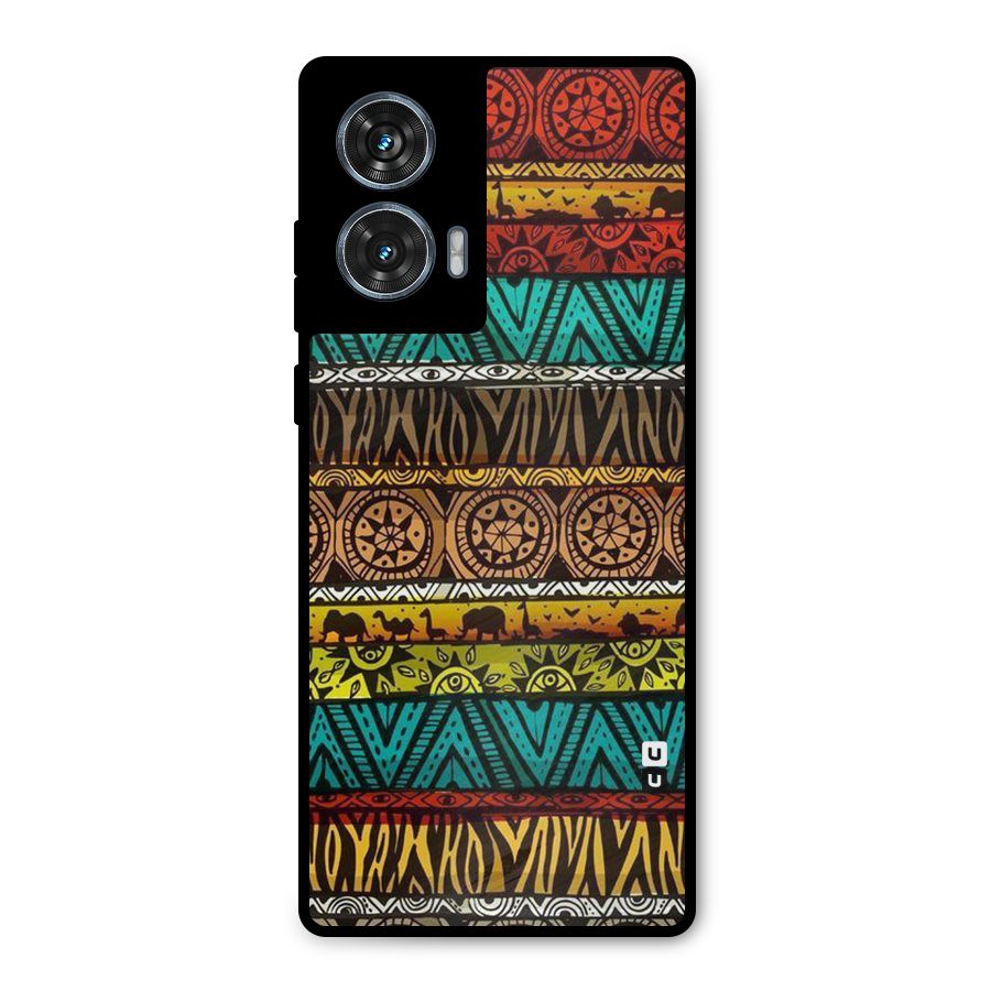 African Design Pattern Metal Back Case for Motorola Edge 50 Fusion