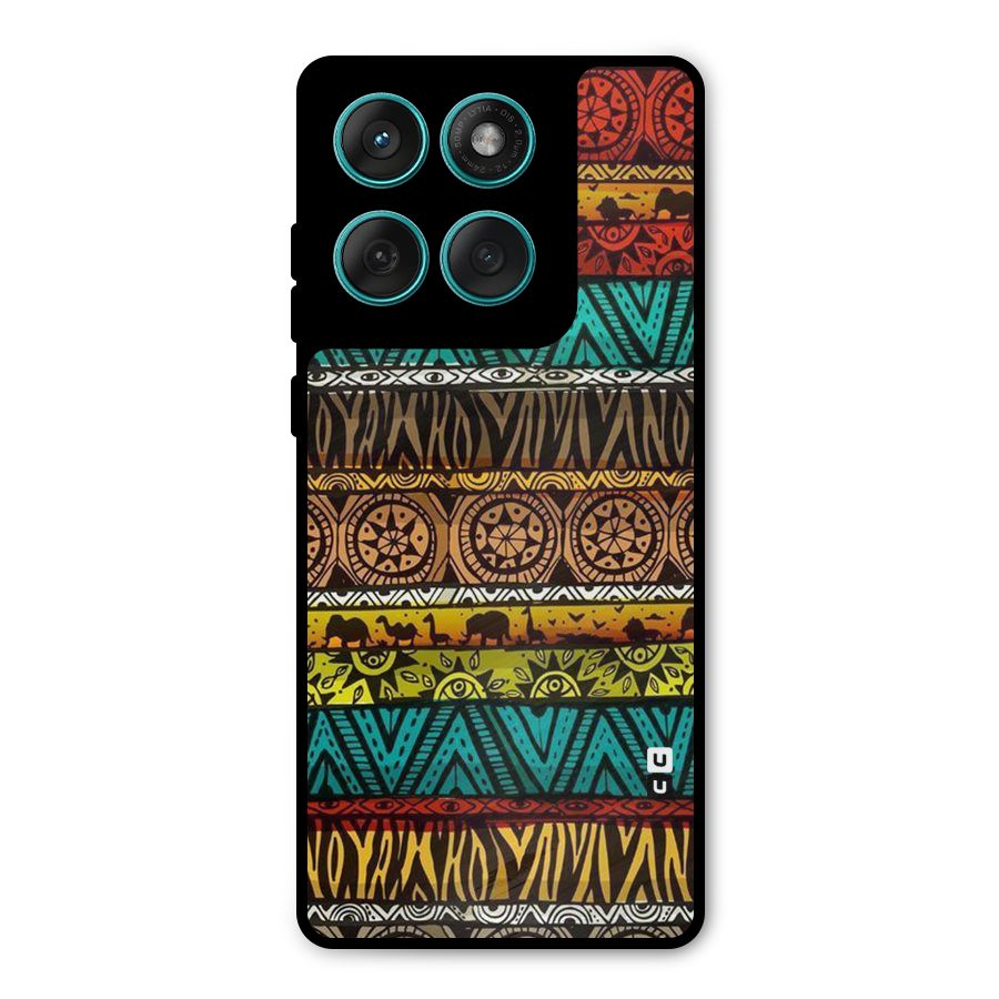 African Design Pattern Metal Back Case for Motorola Edge 60 Fusion