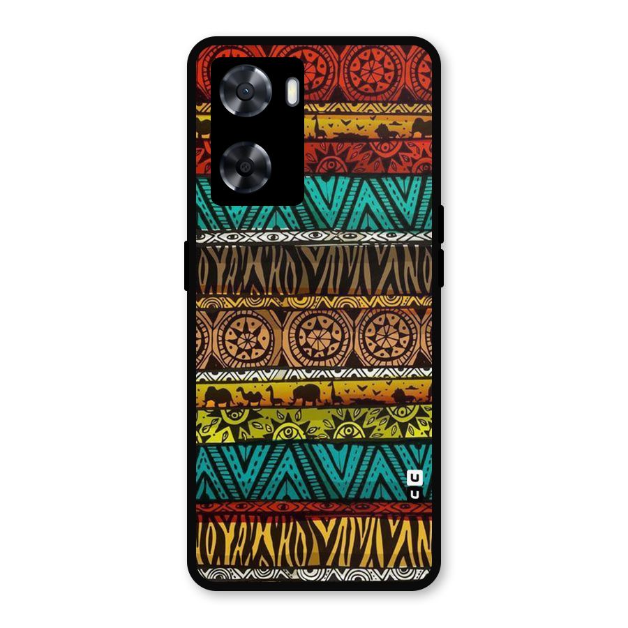 African Design Pattern Metal Back Case for Oppo A57 2022