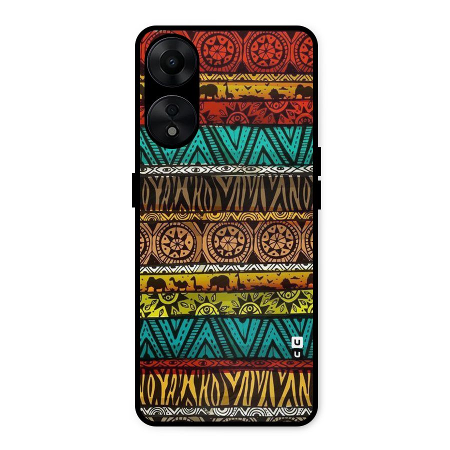 African Design Pattern Metal Back Case for Oppo A78 5G