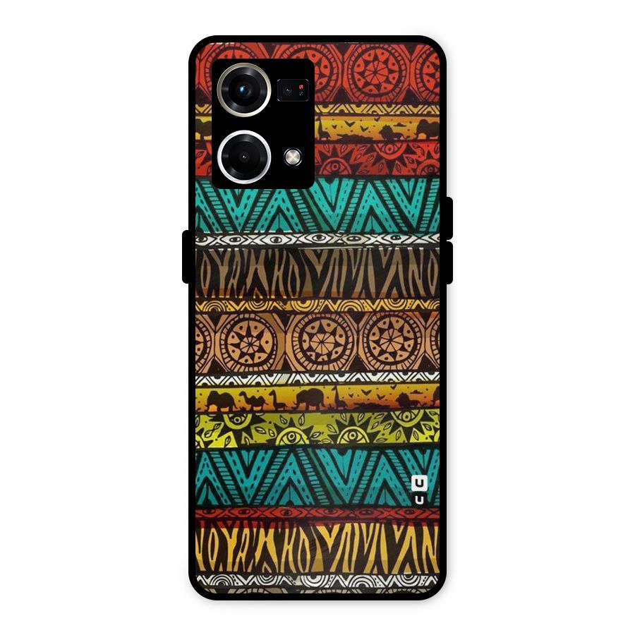 African Design Pattern Metal Back Case for Oppo F21 Pro 4G