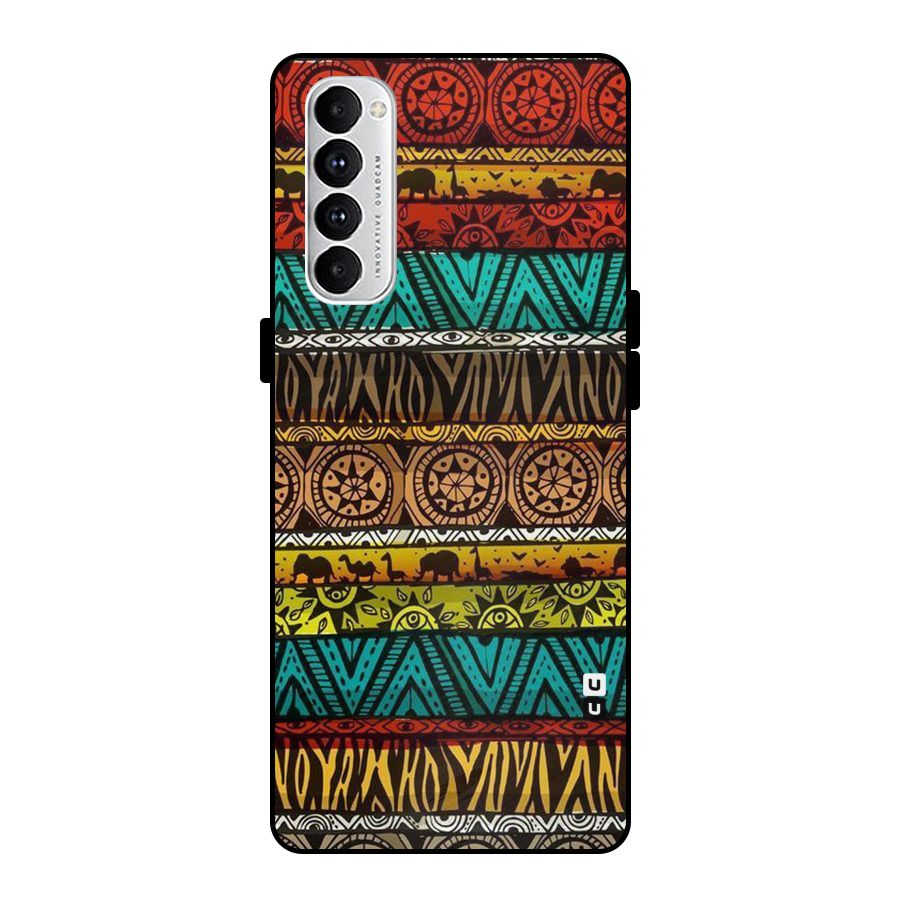 African Design Pattern Metal Back Case for Oppo Reno4 Pro