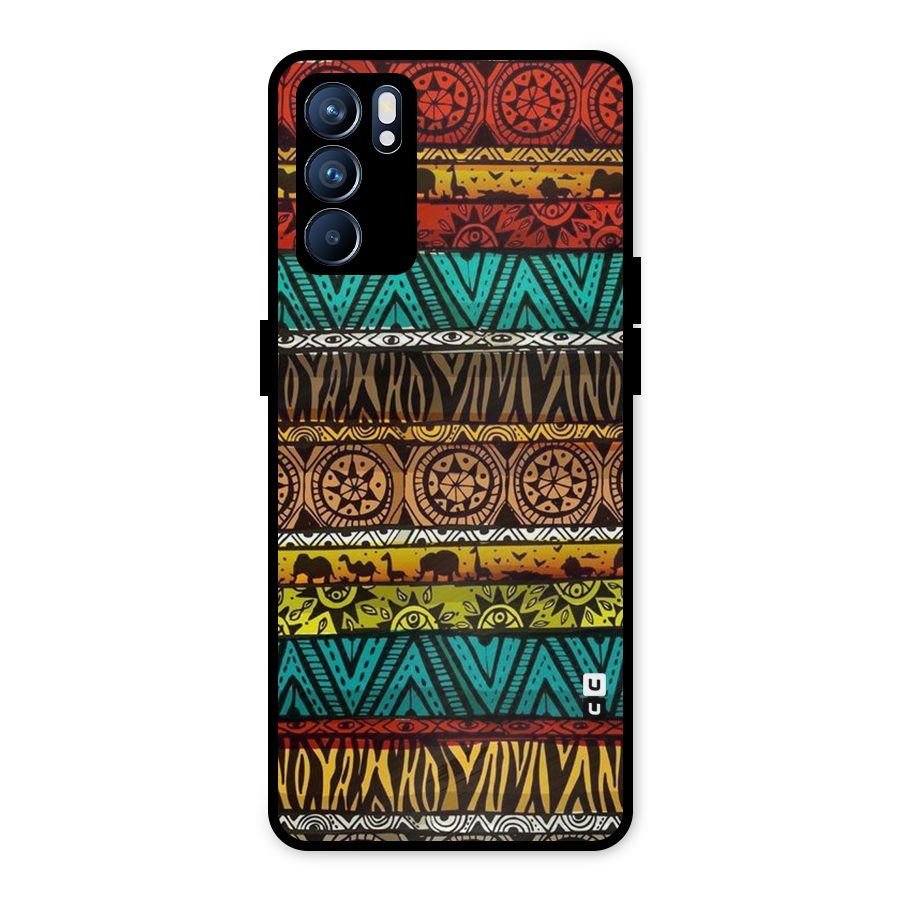 African Design Pattern Metal Back Case for Oppo Reno6 5G