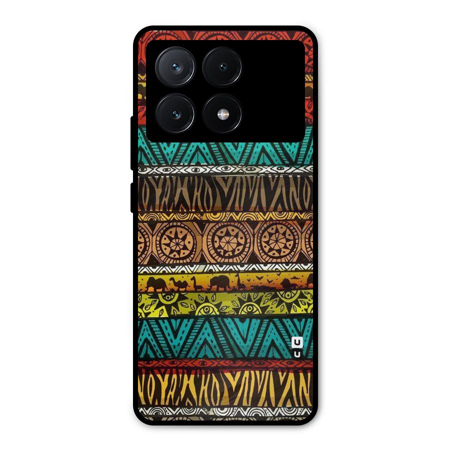 African Design Pattern Metal Back Case for Poco X6 Pro
