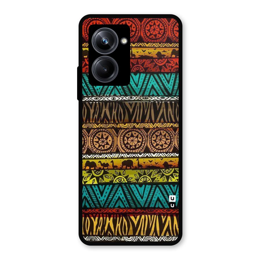 African Design Pattern Metal Back Case for Realme 10 Pro