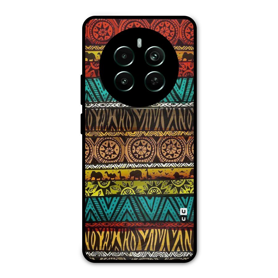 African Design Pattern Metal Back Case for Realme 12 Pro Plus