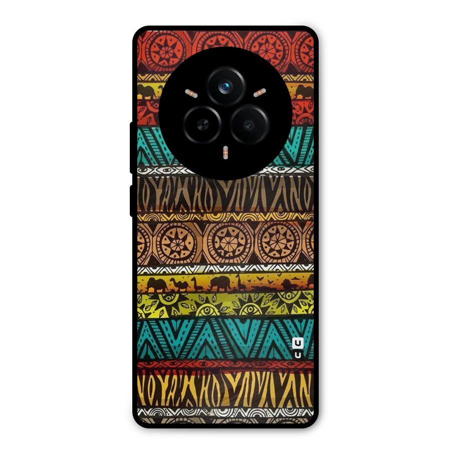 African Design Pattern Metal Back Case for Realme 14 Pro
