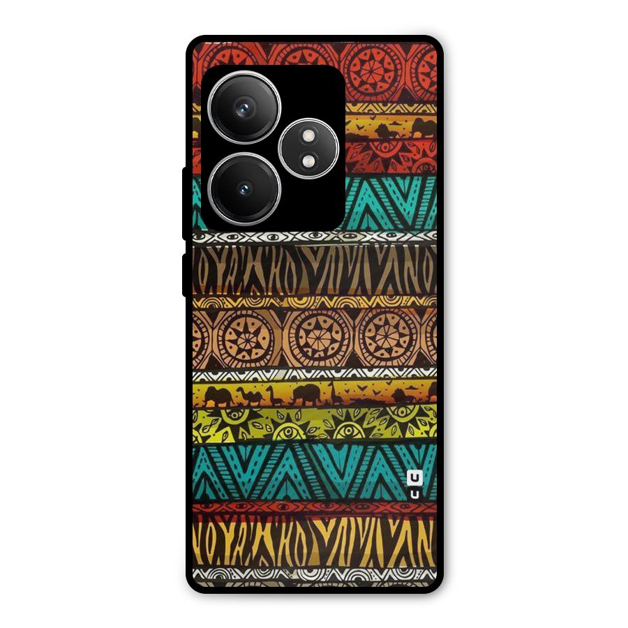 African Design Pattern Metal Back Case for Realme GT 6T