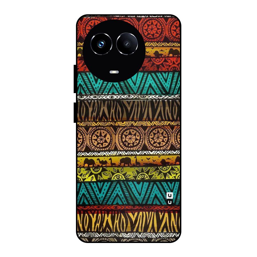 African Design Pattern Metal Back Case for Realme Narzo 60X