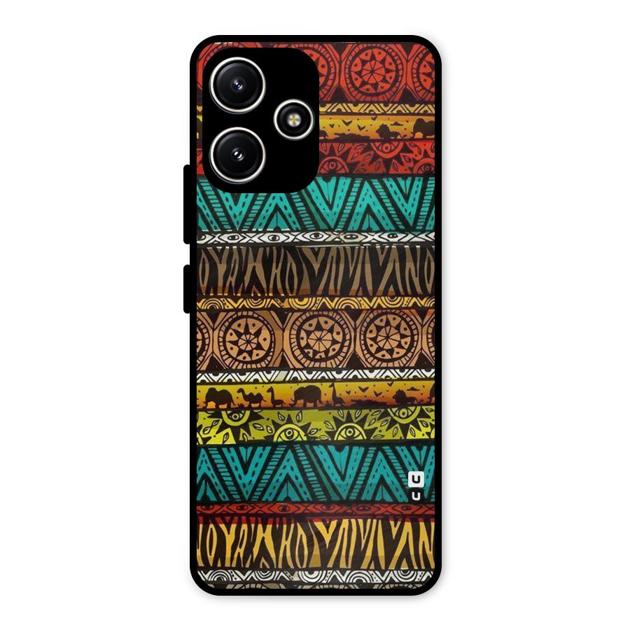 African Design Pattern Metal Back Case for Redmi 12 5G
