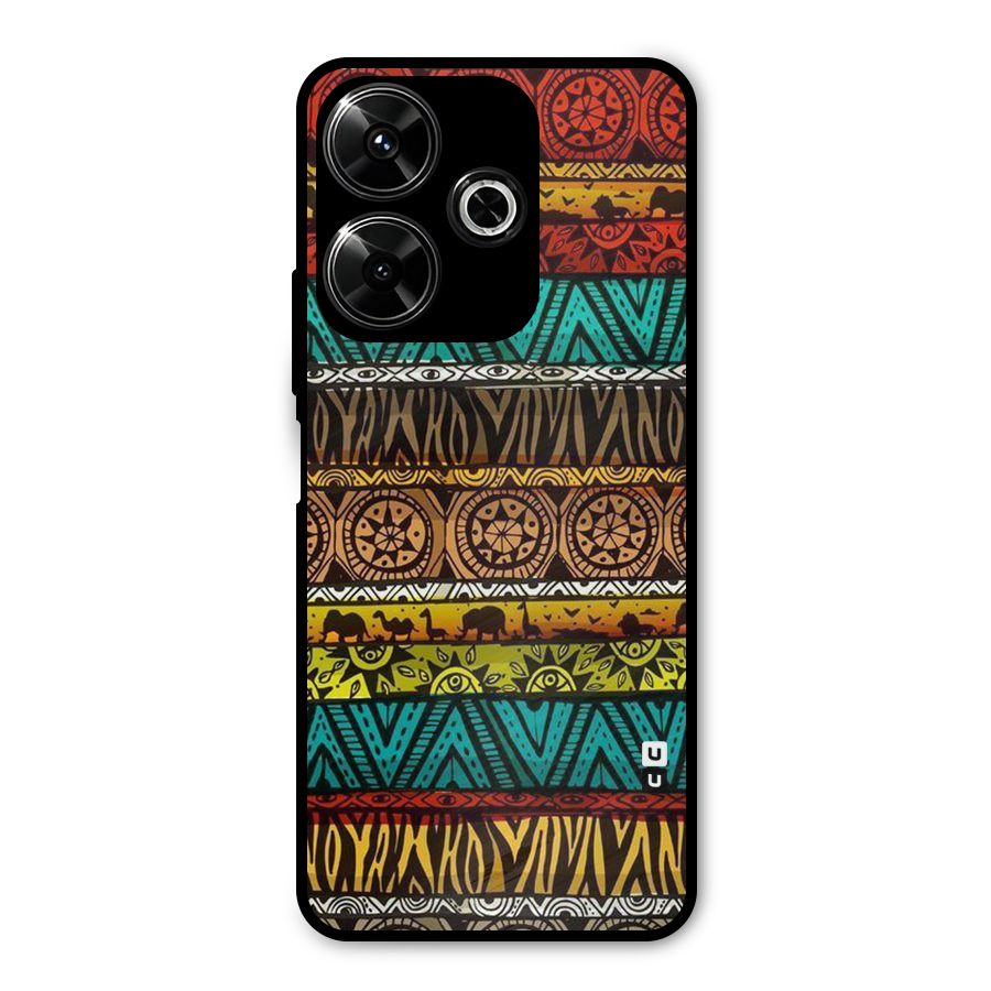 African Design Pattern Metal Back Case for Redmi 13 5G