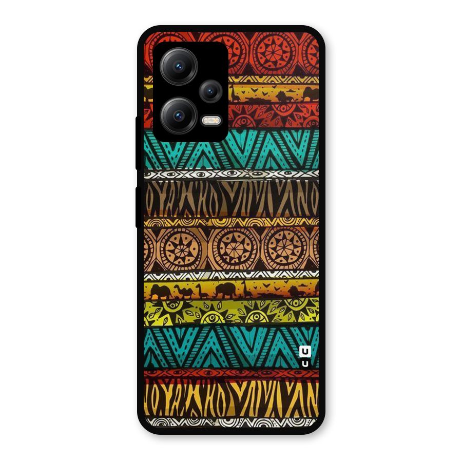 African Design Pattern Metal Back Case for Redmi Note 12 5G