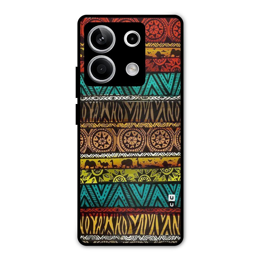 African Design Pattern Metal Back Case for Redmi Note 13 5G