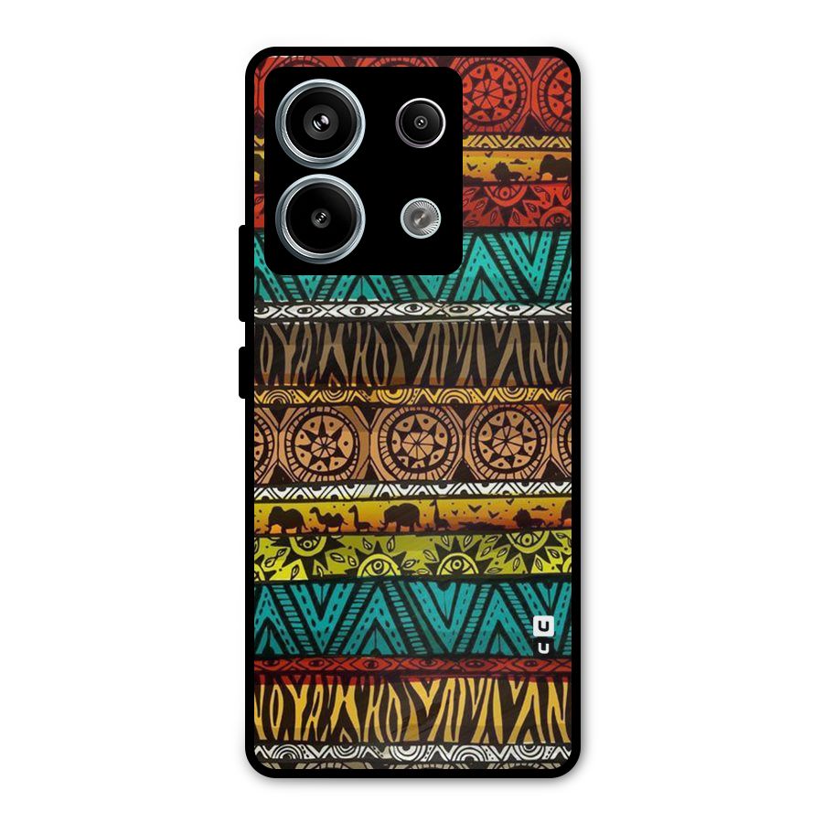 African Design Pattern Metal Back Case for Redmi Note 13 Pro 5G