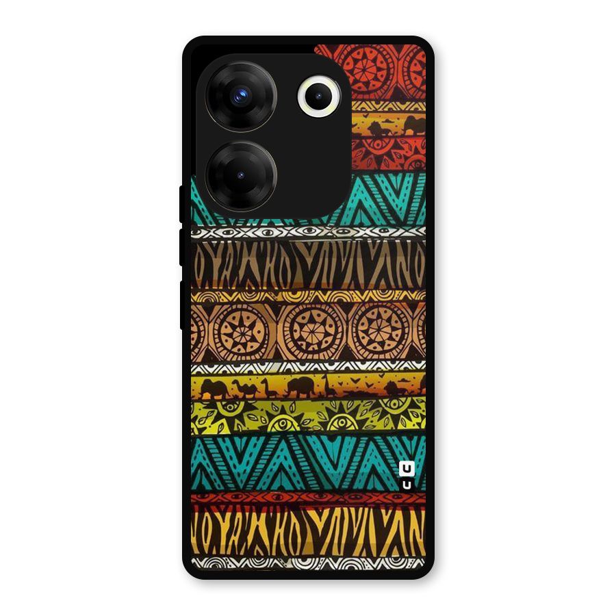 African Design Pattern Metal Back Case for Tecno Camon 20 Pro