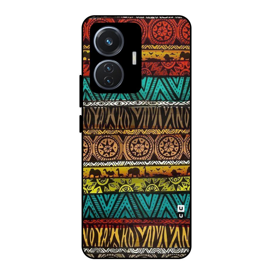 African Design Pattern Metal Back Case for Vivo T1 44W