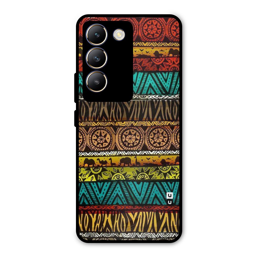 African Design Pattern Metal Back Case for Vivo T3 5G