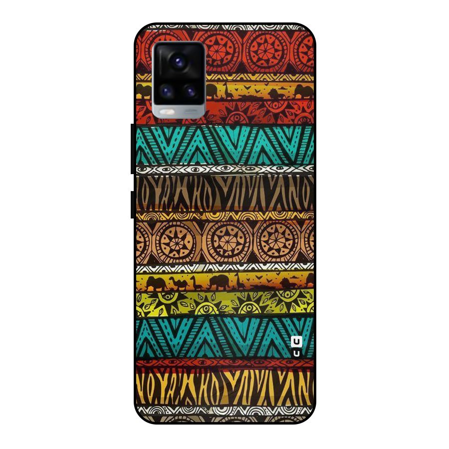 African Design Pattern Metal Back Case for Vivo V20 2021